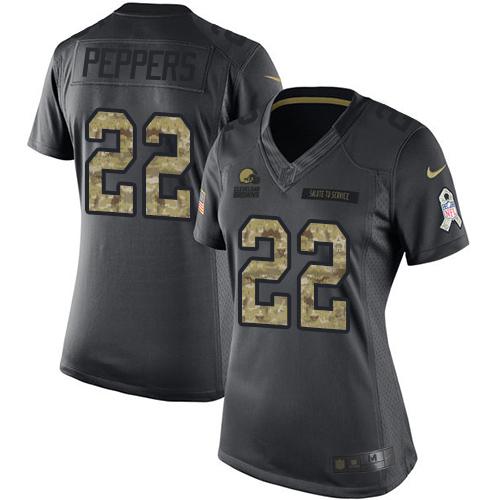 Nike Browns #22 Jabrill Peppers Black Women's Stitched NFL Limited 2016 Salute to Service Jersey